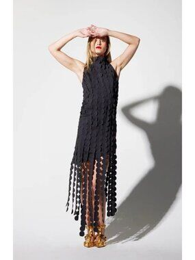 Oo La La Mock Neck Car Wash Fringe Dress XS